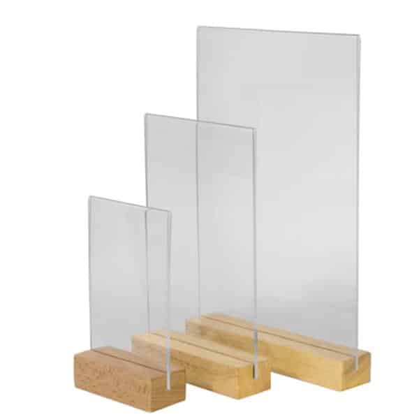 Porte menu en plexiglas avec base en bois - LEONARD DIJON